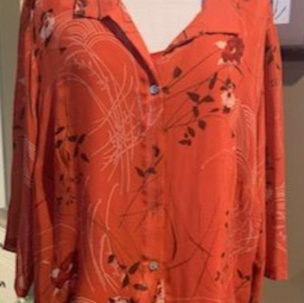 Coral Printed Skirt tank and blouse